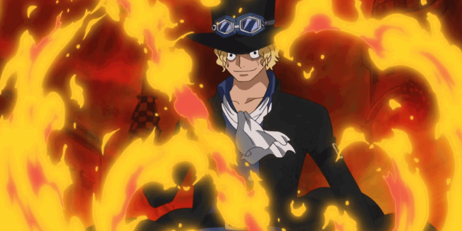 Sabo using his Mera Mera no Mi in One Piece. 