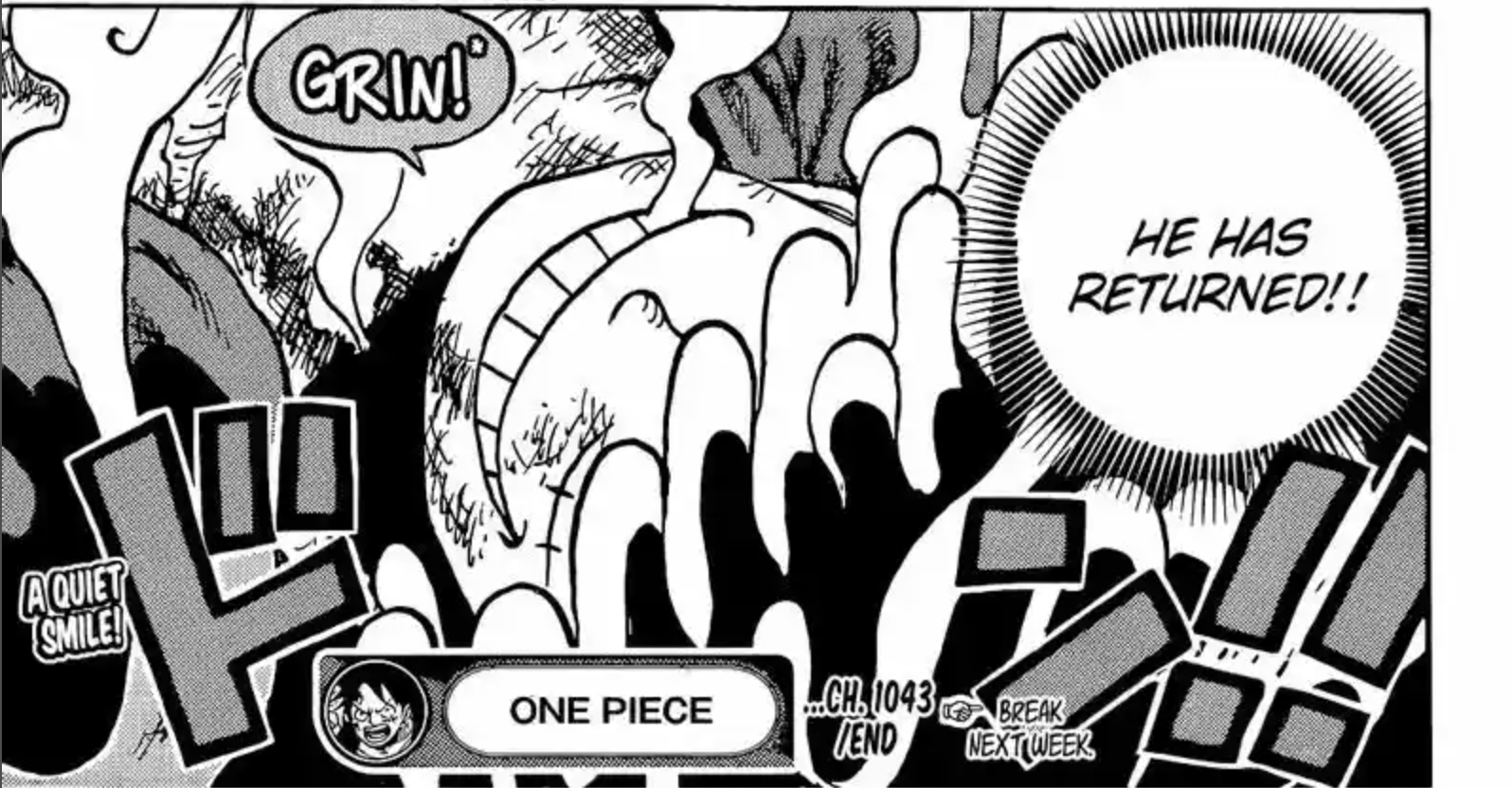 Zunesha declares Joy Boy has returned as Monkey D. Luffy smiles with his hair turning white in One Piece. 