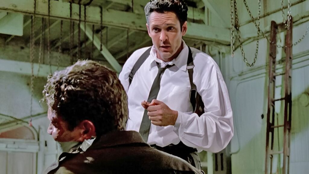 Michael Madsen and Kirk Baltz's ear cutting scene in Reservoir Dogs