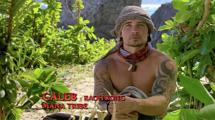 Caleb Reynolds in a still from Survivor