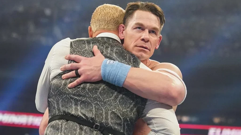 John Cena before betraying Cody Rhodes at the WWE Elimination Chamber 2025 | Credit: WWE