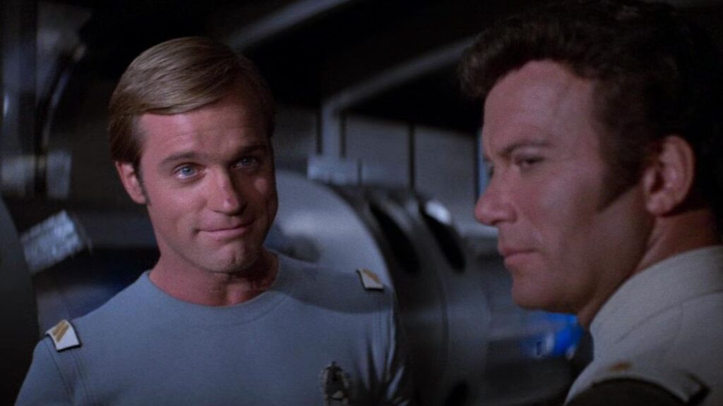 Stephen Collins looking at William Shatner in Star Trek: The Motion Picture