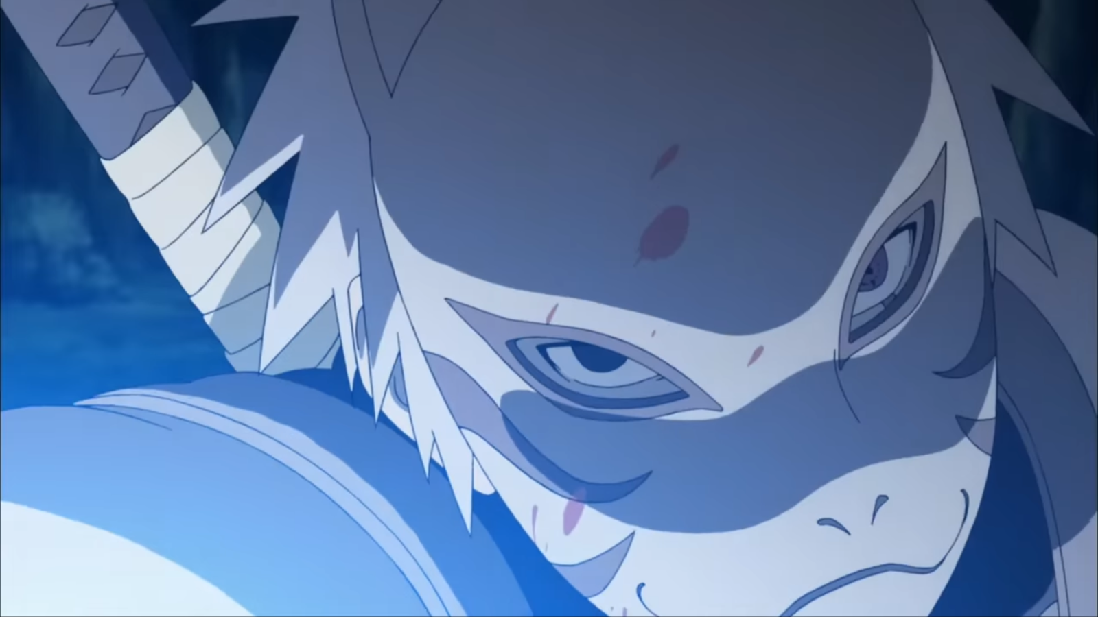 Kakashi can be seen wearing an Anbu mask 