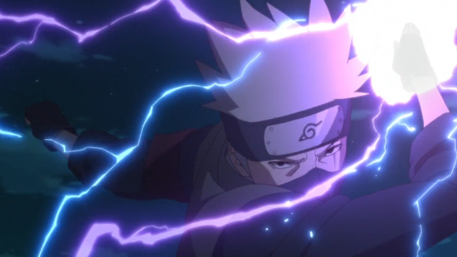 kakashi is using a purple attack in Boruto anime 