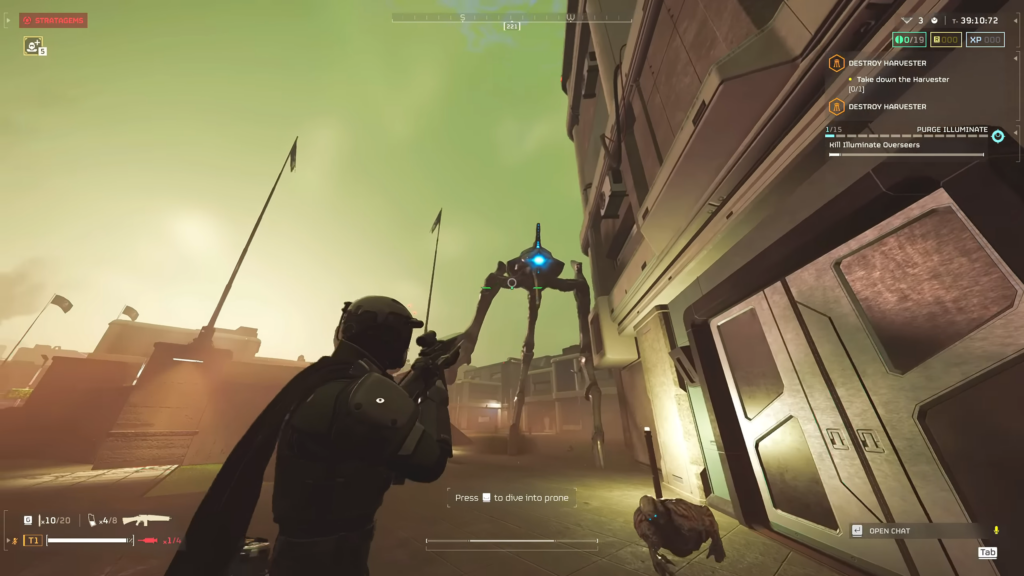 A player targeting a weak spot in Helldivers 2.