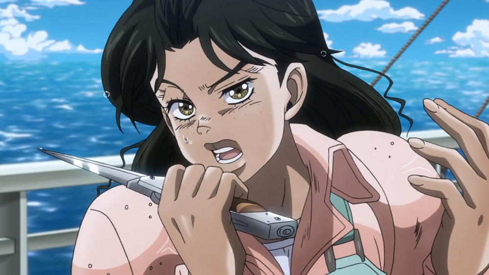 Anne threatens Jotaro's group in Jojo's Bizarre Adventure: Stardust Crusaders. 