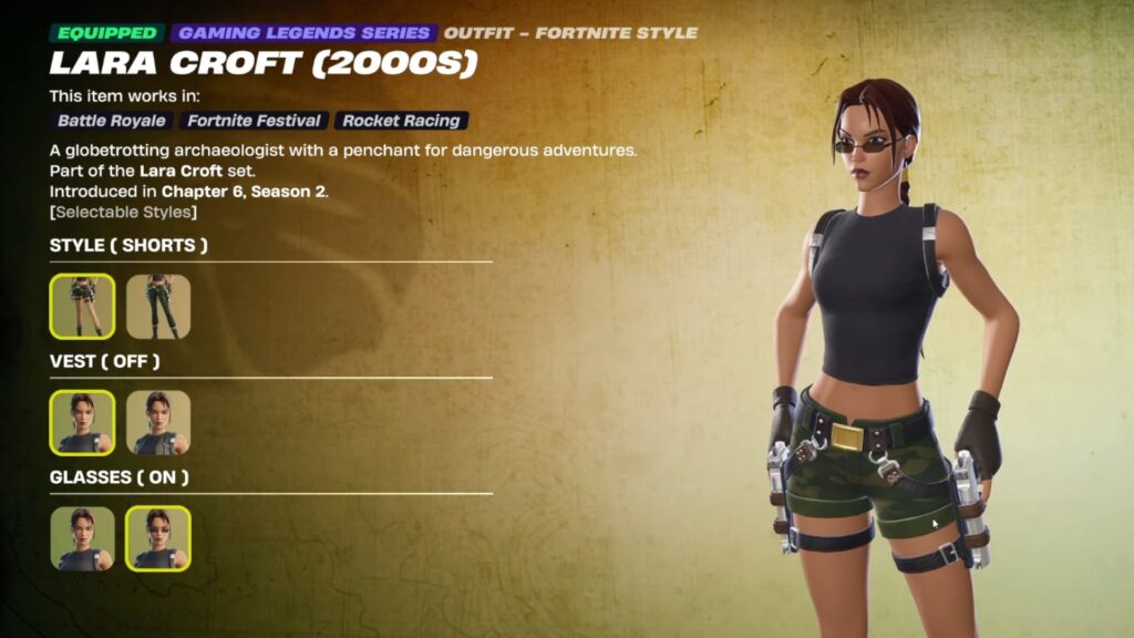 Lara Croft 2000s skin in Fortnite