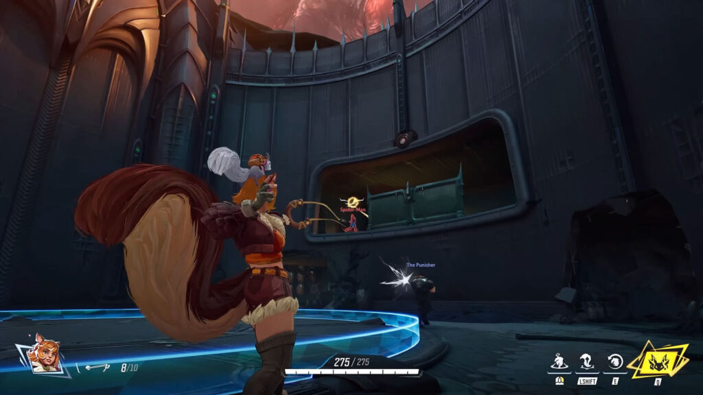 The image shows gameplay of Squirrel Girl from Marvel Rivals