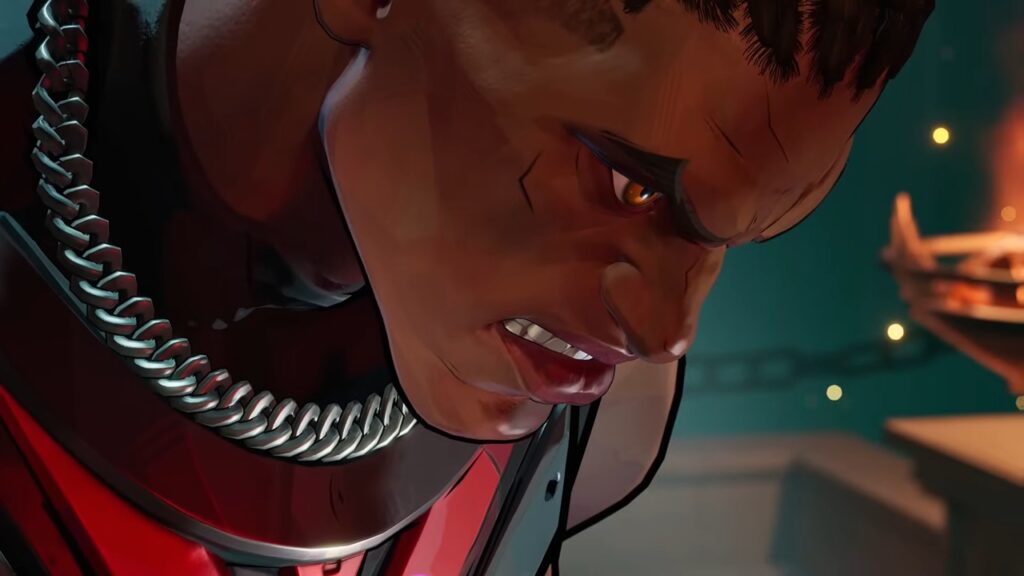 A close-up of upcoming Marvel Rivals hero, Blade, as teased in an official map trailer.