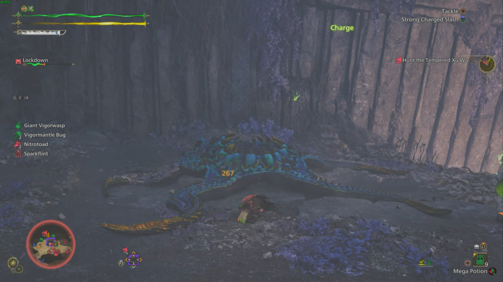 A player fighting the Xu Wu in Monster Hunter Wilds.