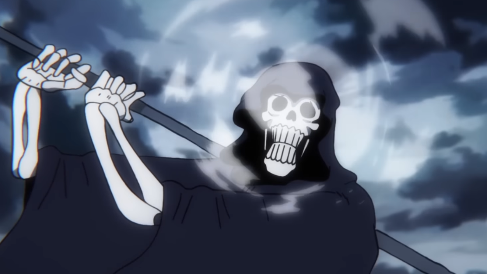 The Grim Reaper has white smoke around his face in One Piece 