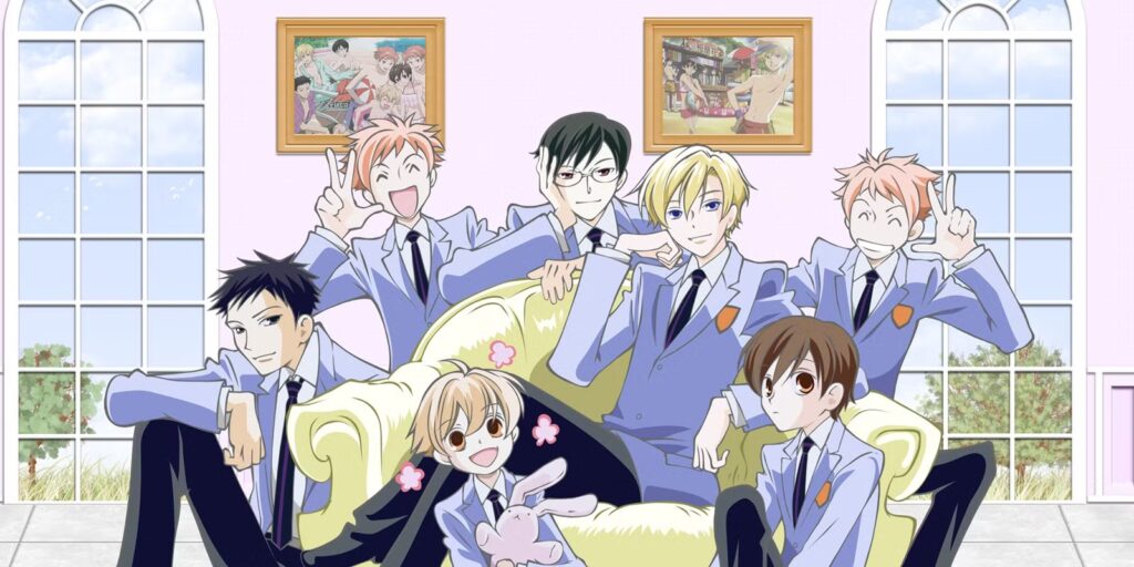 Ouran High School Host Club is a romantic comedy and slice-of-life series known for parodying shojo anime tropes.