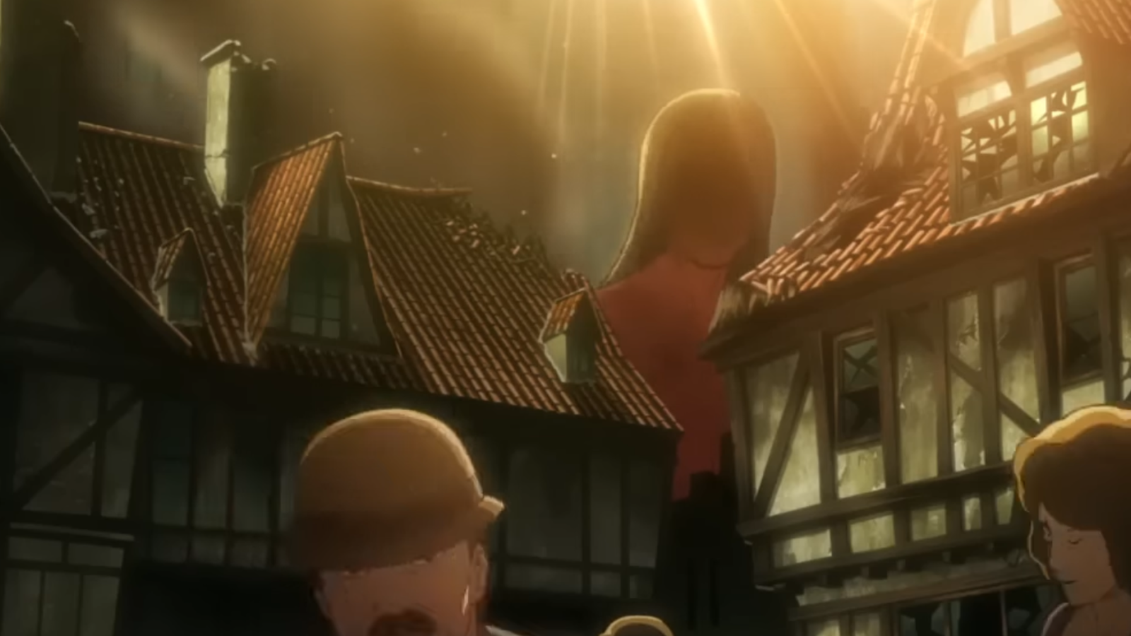 A Titan enters Shiganshina district in Attack on Titan 