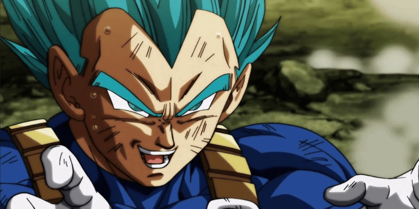 Vegeta's Super Saiyan Blue form in Dragon Ball. 