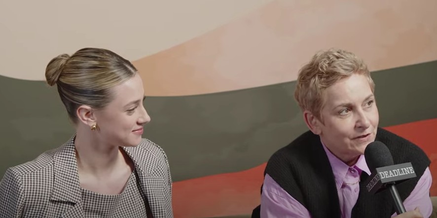 Lili Reinhart and Uta Briesewitz during an interview about the movie, both dressed elegantly.