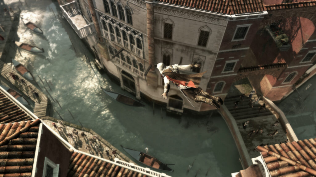 the image shows Ezio gameply from Assassin's Creed II 