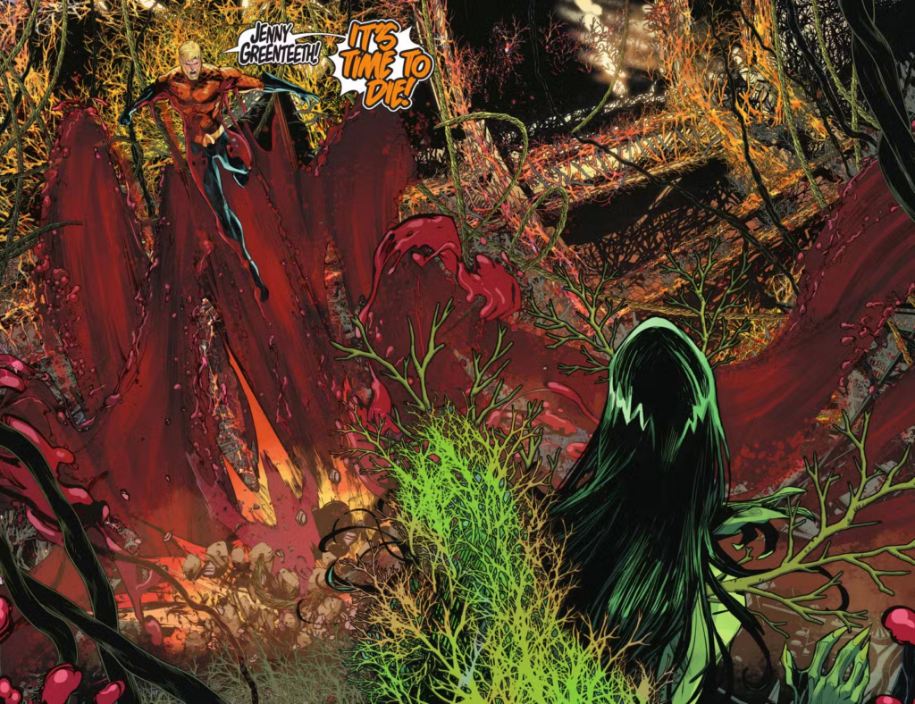 A still of Aquaman using blood bending in Aquaman #2 comic