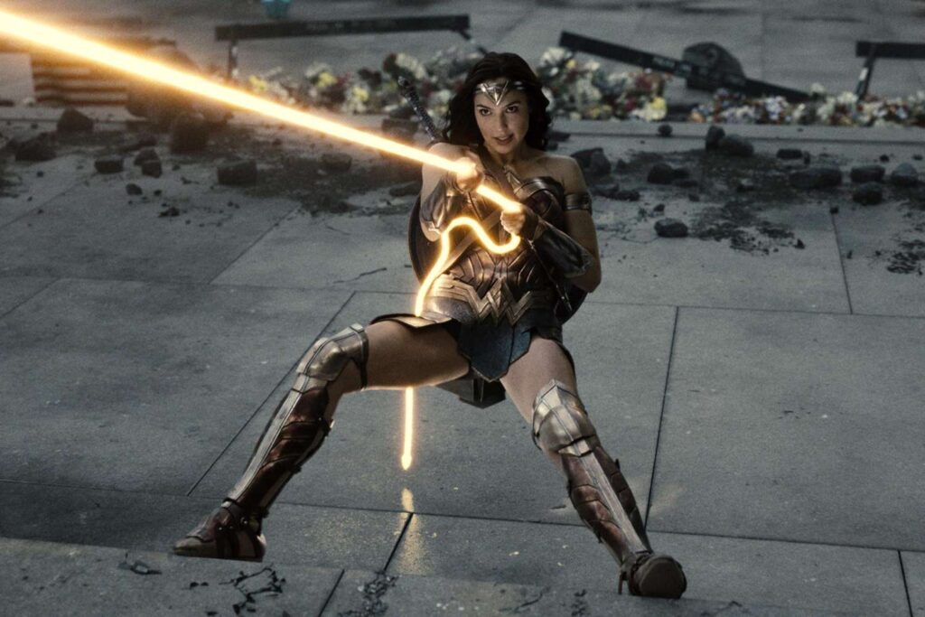 Gal Gadot as Wonder Woman in Justice League (2017).