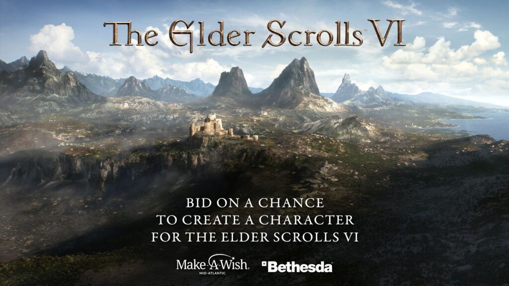 The image shows the collaboration of  The Elder Scrolls 6 with Make A Wish