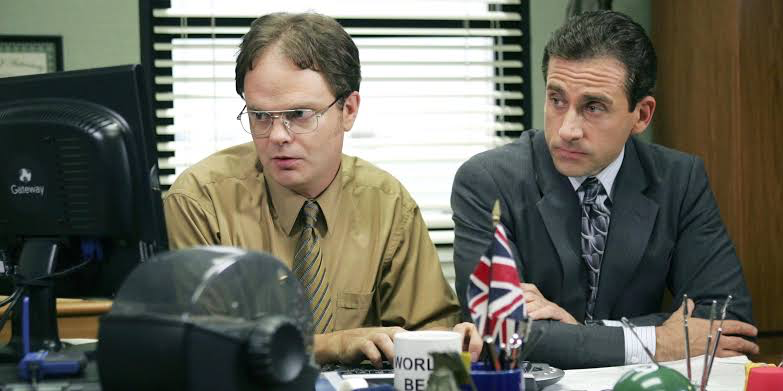 Steve Carell and Rainn Wilson in a still from The Office 