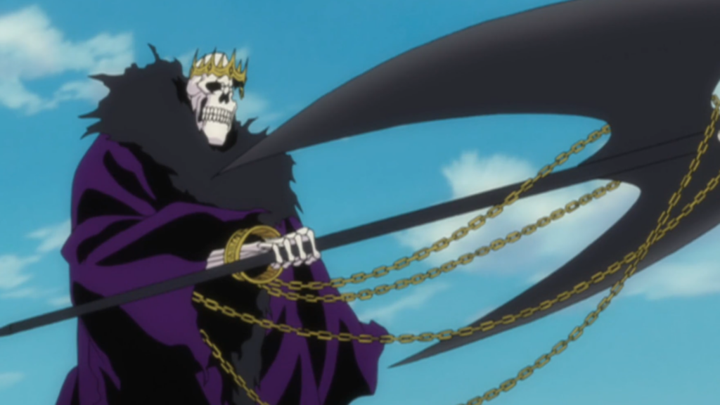 Baraggan has a huge axe in his hand in Bleach anime