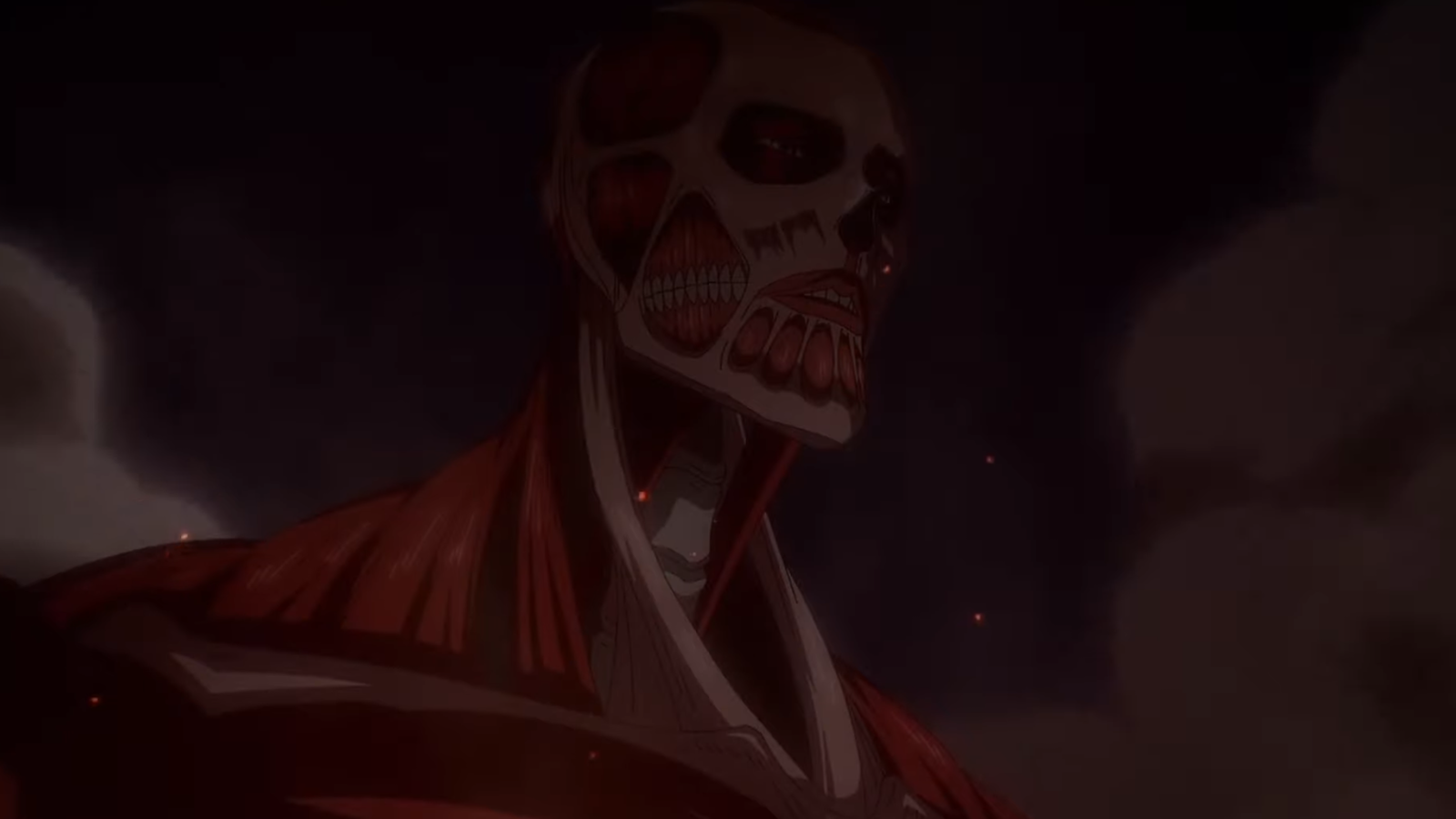 Armin’s Colossal Titan looks lifeless with barely any expressions on his face in Attack on Titan anime 