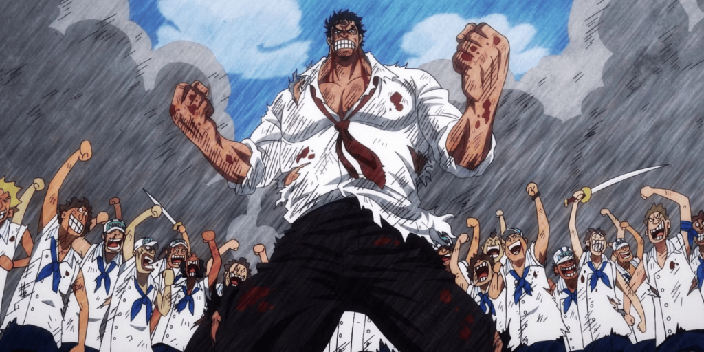One Piece: Monkey D Garp vs Big Mom Will End With an Upsetting Result If the Fight Takes Place at Whole Cake Island 9 A young Monkey D. Garp surrounded by Marines in One Piece.