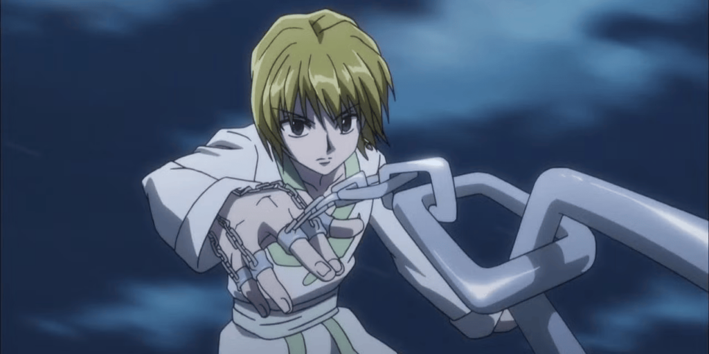 Kurapika uses Chain Jail in Hunter x Hunter.