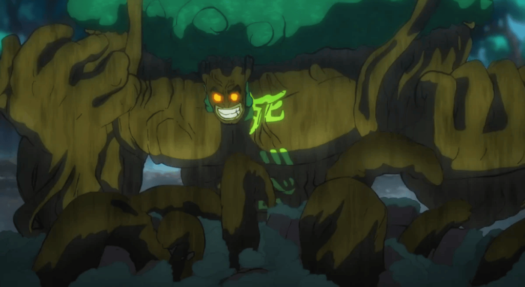 Ryokugyu transforms into a tree in One Piece.