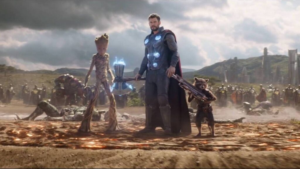 Kevin Feige Has Failed: The Same Problem That Doomed Infinity War Is Coming for 'The Fantastic Four: First Steps' 3 Thor wielding Stormbreaker while Groot and Rocket Raccoon stand beside him in Kevin Feige and Marvel's Avengers: Infinity War.