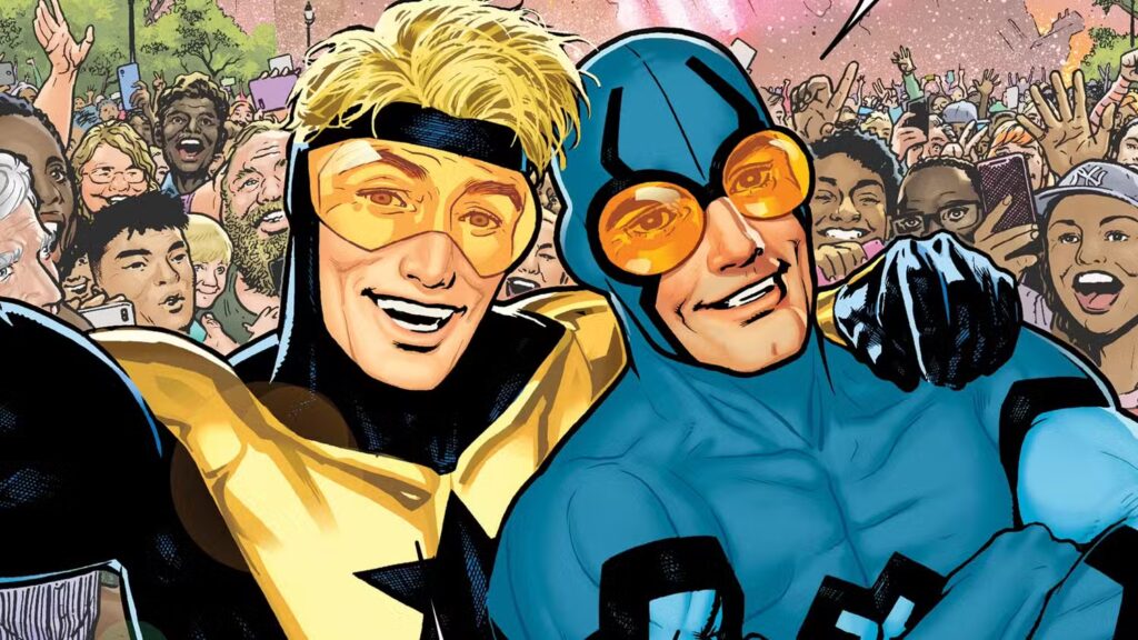 10 DCU Roles That Would Be Perfect for Henry Cavill 20 Blue Beetle and Booster Gold smiling while taking a selfie