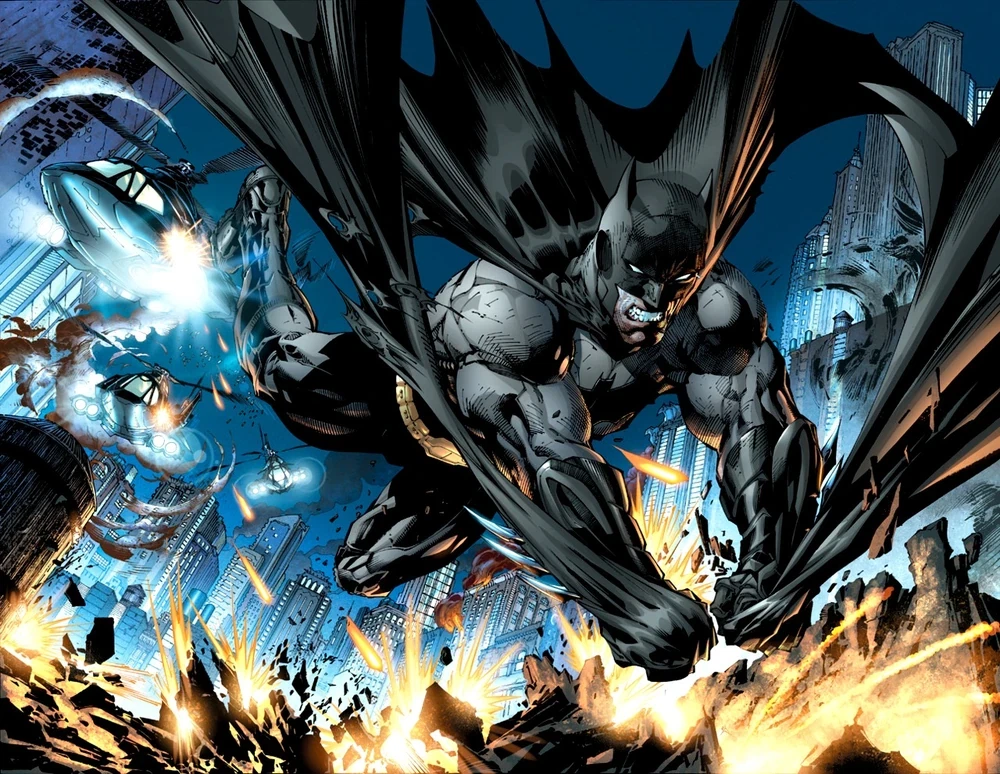 Batman punching through concrete