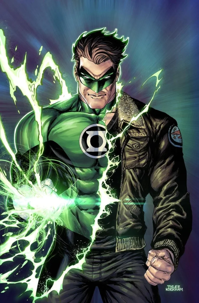 Hal Jordan in the midst of his full transformation to Green Lantern