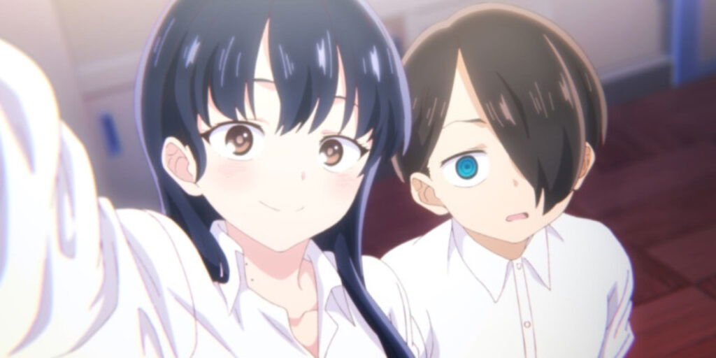 Anna Yamada and Kyotaro Ichikawa from the romantic comedy anime series The Dangers in My Heart.