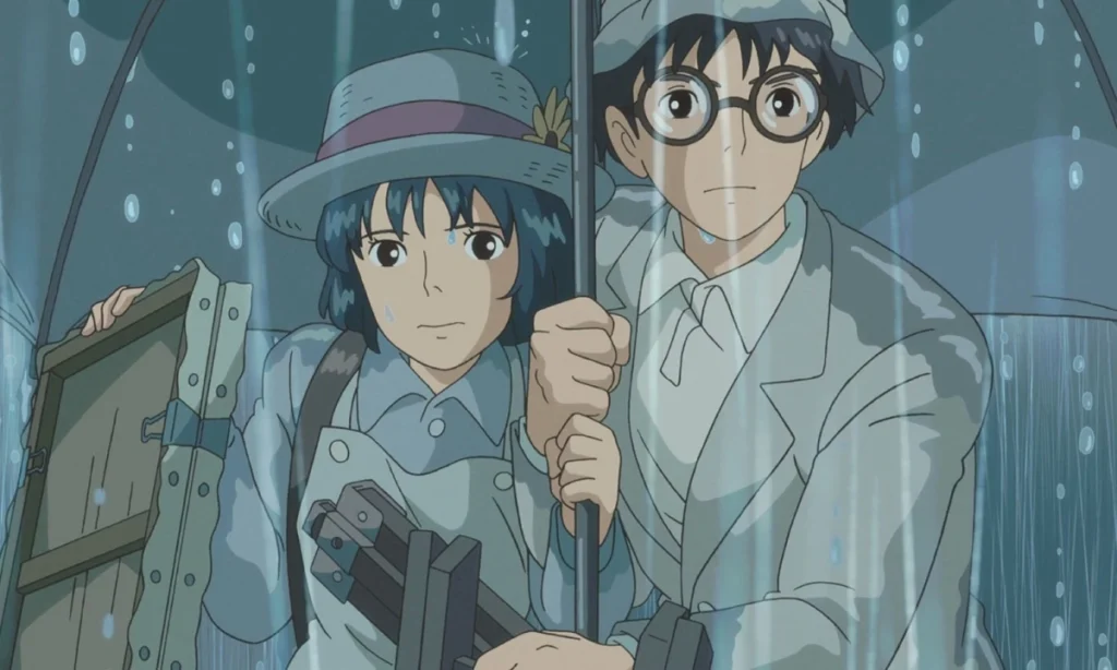 Hayao Miyazaki’s Art Style Is Iconic, but It’s Not Why Ghibli Films Are One of a Kind 17 Jiro and Nahoko walking together in rain in a still from Hayao Miyazaki's The Wind Rises.