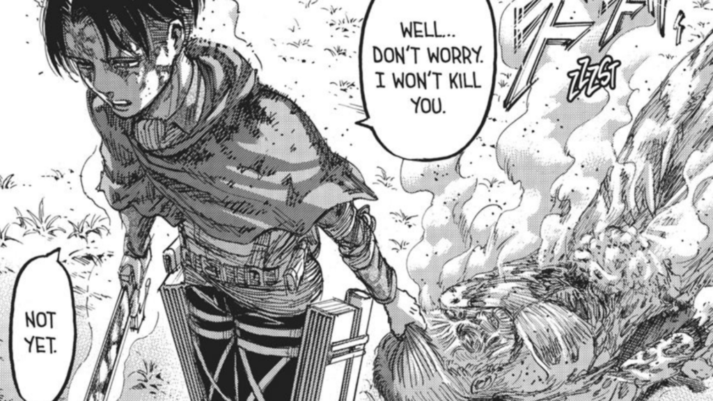 Levi is dragging Zeke by his hair in Attack on Titan manga