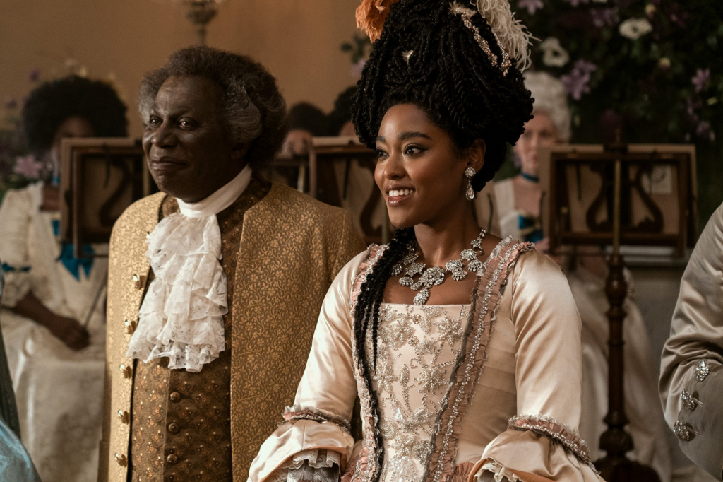 Cyril Nri and Arsema Thomas in Queen Charlotte: A Bridgerton Story (2023)
