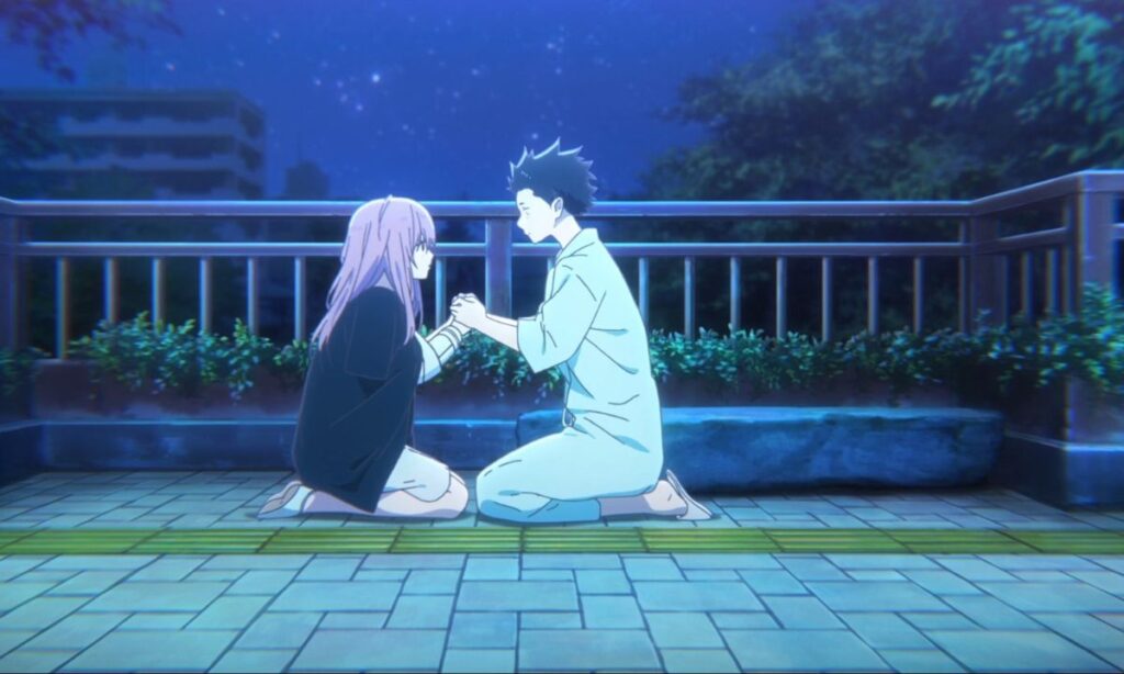 Shoya tries to communicate with Shoko in A Silent Voice