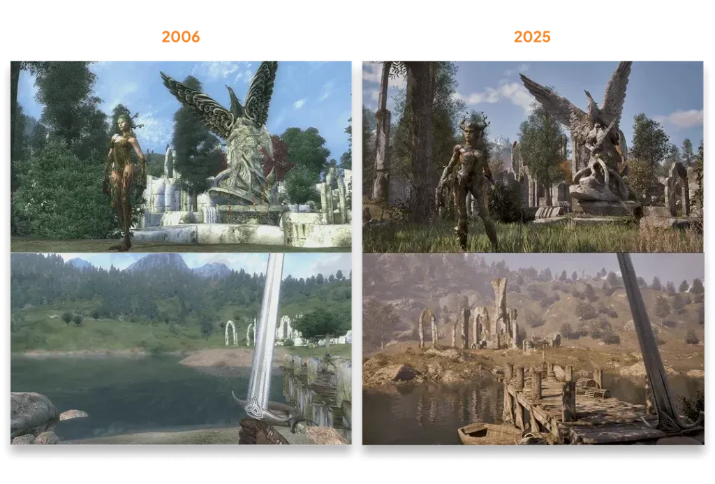 The Elder Scrolls IV: Oblivion Remaster comparision with original