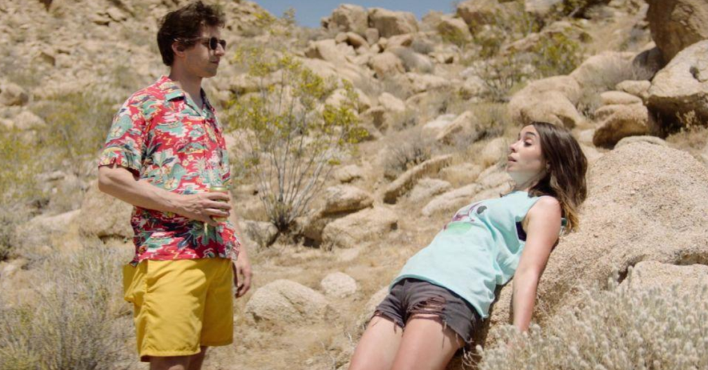 Andy Samberg and Cristin Milioti in a desert