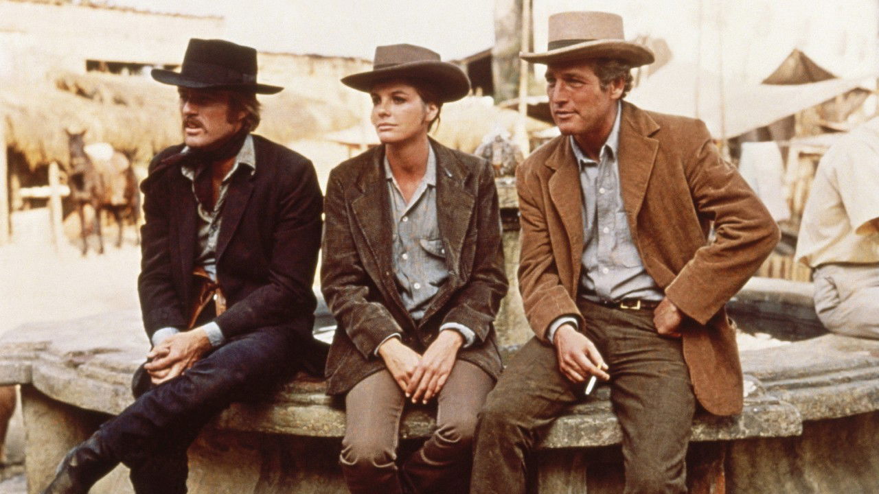 Robert Redford with Katherine Ross and Paul Newman in a still from Butch Cassidy and the Sundance Kid