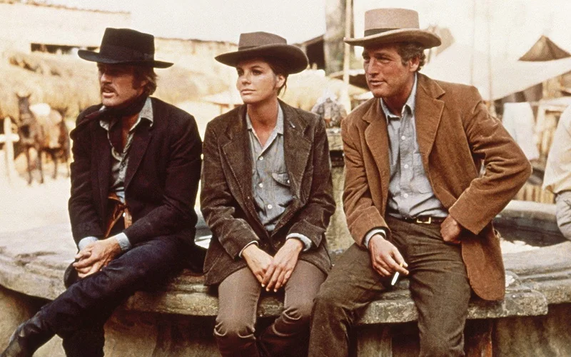 Robert Redford with Katherine Ross and Paul Newman in a still from Butch Cassidy and the Sundance Kid