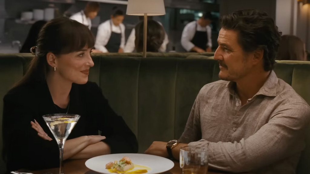 Dakota Johnson Shares 1 Non-Negotiable Condition for Her Life Partner Amid Chris Martin Breakup Rumor 1 dakota johnson and pedro pascal in a still from materialists