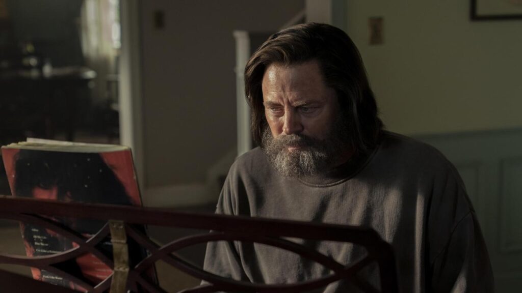 Mike Flanagan on 'The Life of Chuck': "We didn't have any money" for Nick Offerman, He Did It Anyway 1 Nick Offerman in a still from The Last of Us' Long, Long Time