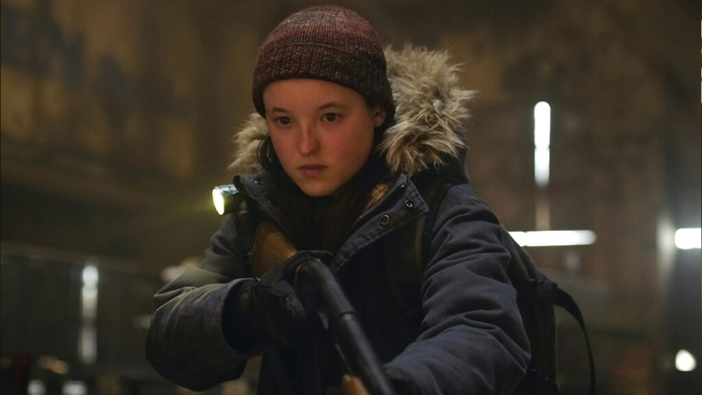The image shows Bella Ramsey as Ellie in HBO's The last of Us TV show