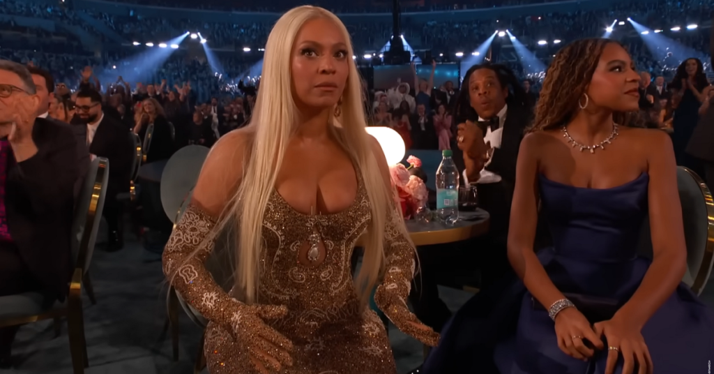 Apple TV+’s ’The Studio’ Turns Beyonce’s Animated Reaction to Winning a Grammy Into Satire Gold and It Might Be Their Best Bit Yet 1 Beyoncé shocked at winning the Grammys.