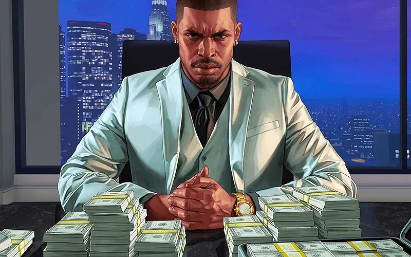 GTA Online character with money.