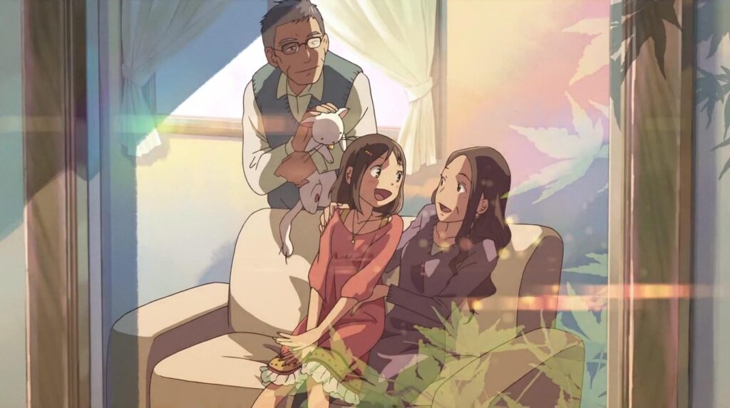 Aya, her father Koji, and their cat, Mii-san from Someone's Gaze. 