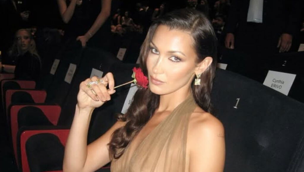 Bella Hadid wearing a see-through dress at Cannes Film Festival 2024