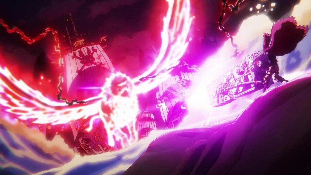 Shanks uses Divine Departure on Kid's crew in One Piece.